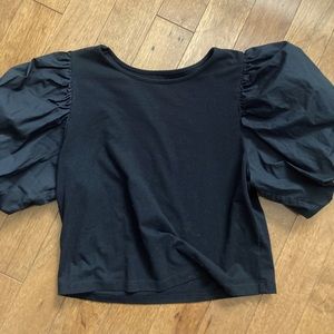 Puff sleeve cotton T-shirt
